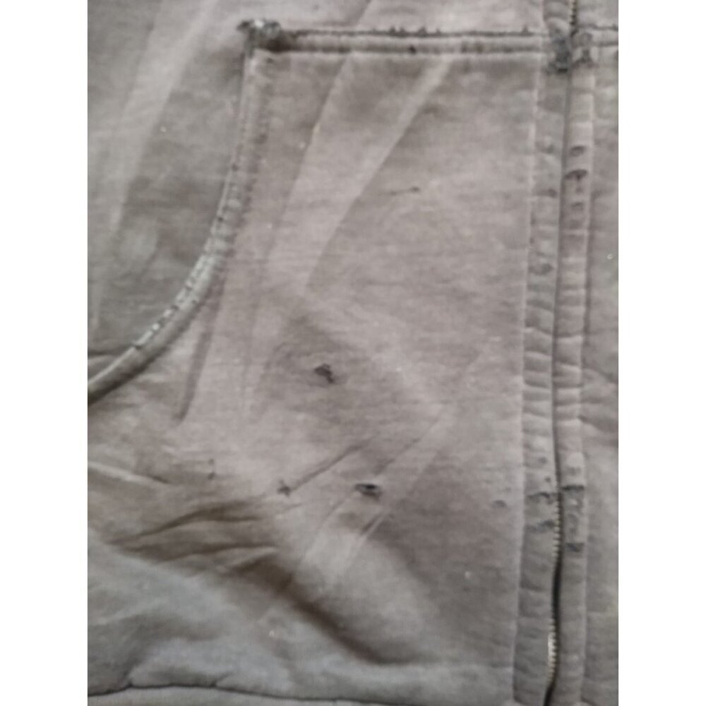 Carhartt Hoodie Men's XL Dark Brown Full Zip Thermal Lined Distressed Thrashed - Picture 12 of 13